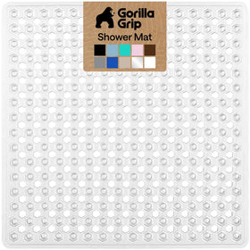 GORILLA GRIP patented square shower mat with secure suction grip for standing showers