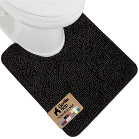 GORILLA GRIP plush chenille bath rug around oval toilet base for warm feet and moisture absorption