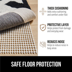 GORILLA GRIP thick cushioning under rug adds comfort.