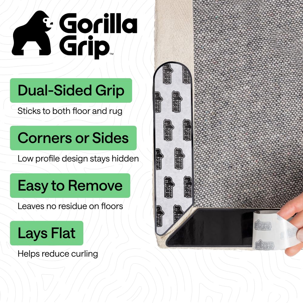 GORILLA GRIP Rug Gripper Pad prevents corner curling for neater rug edges.