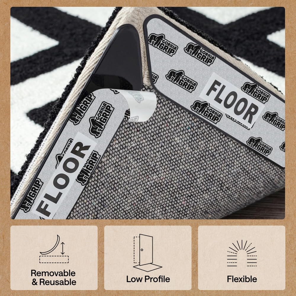 GORILLA GRIP Rug Gripper Pad low-profile flexible design underfoot.