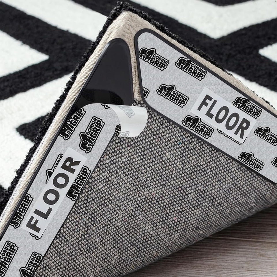 GORILLA GRIP Rug Gripper Pad under rug corners keeps floors flat and secure.