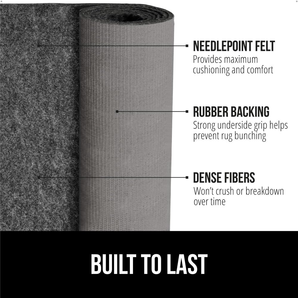 GORILLA GRIP rug pad with rubber backing prevents slipping in busy homes