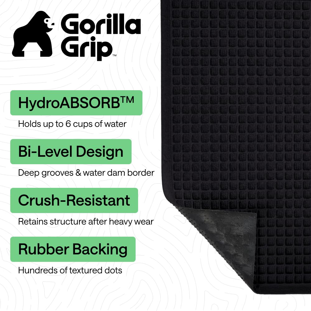 GORILLA GRIP mat demonstrates high water absorption near the doorstep.