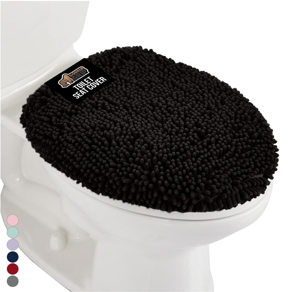 Gorilla Grip soft chenille lid cover on lid—plush seating comfort.