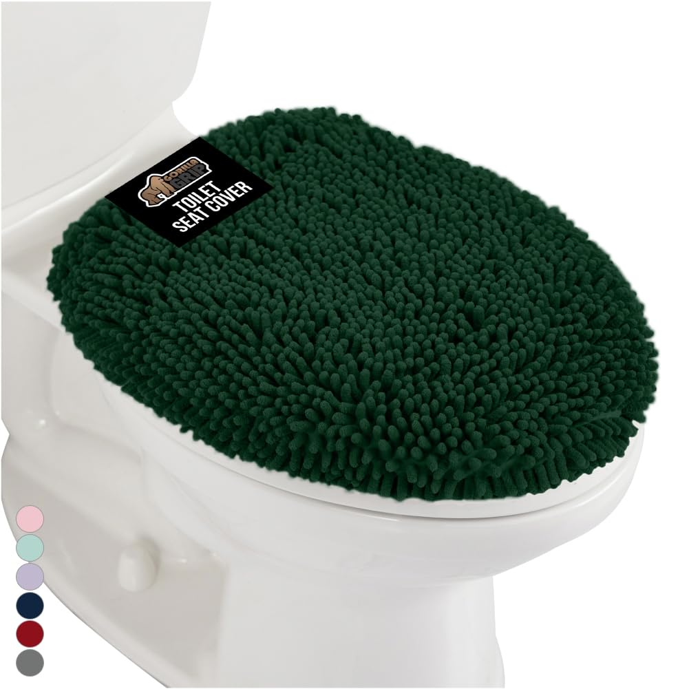 GORILLA GRIP soft chenille lid cover on a toilet lid for plush comfort
