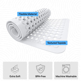 GORILLA GRIP soft-on-feet texture for comfortable footing in wet bathrooms.