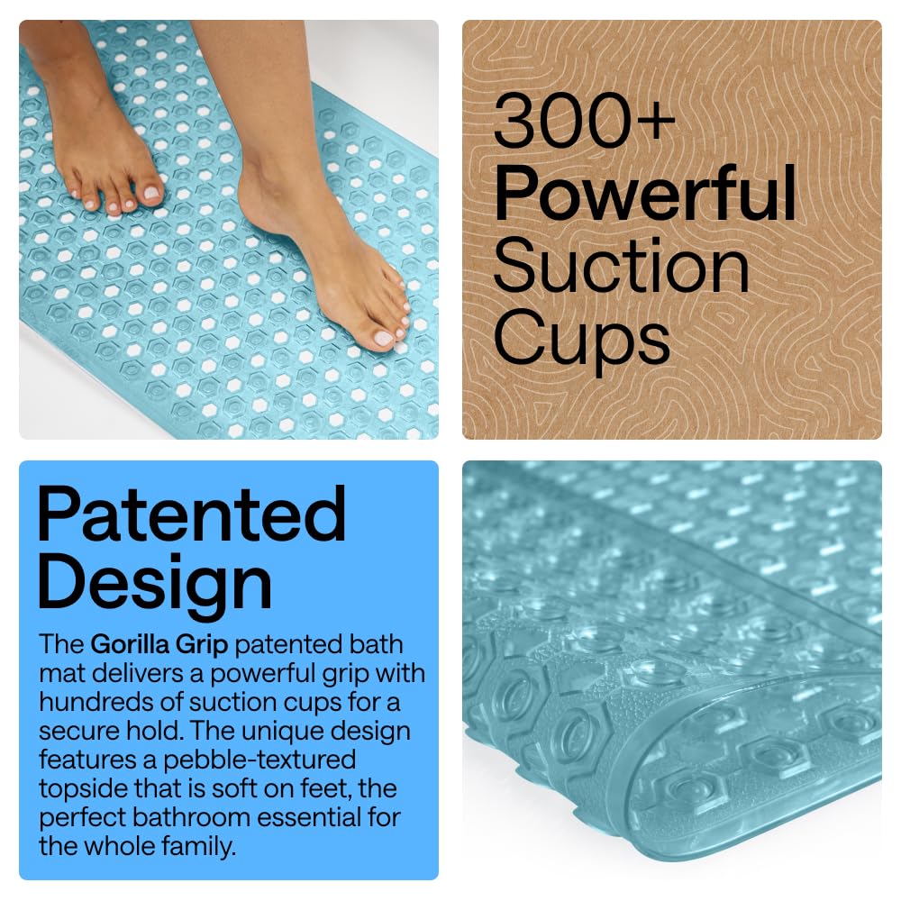 GORILLA GRIP hexagon pebble texture topside for soft footing and grip.