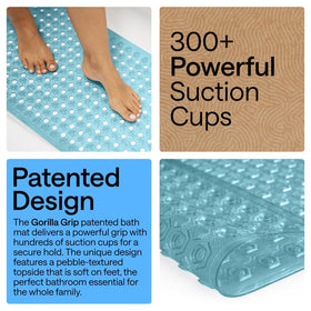 GORILLA GRIP hexagon pebble texture topside for soft footing and grip.