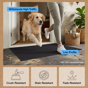 GORILLA GRIP textured rubber backing keeps the mat securely in place.