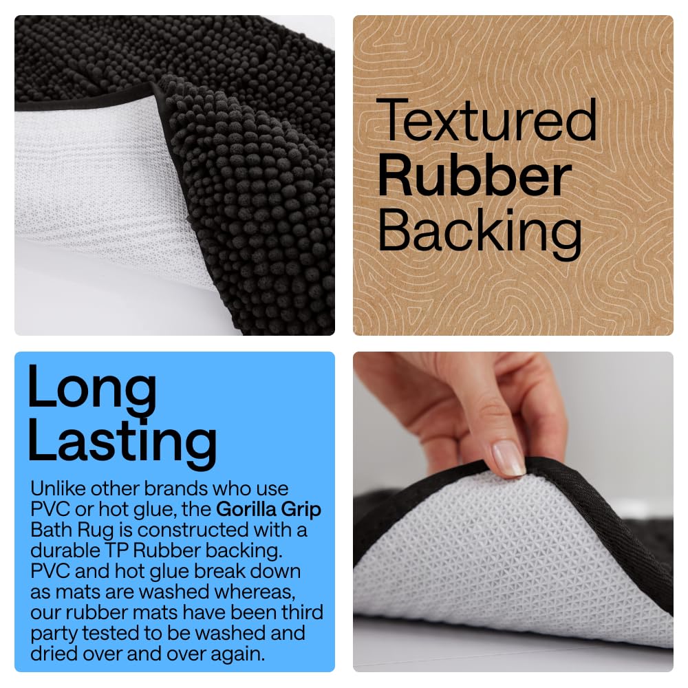 GORILLA GRIP textured TP rubber backing prevents slipping during daily use
