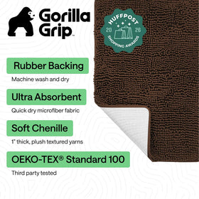 GORILLA GRIP thick chenille pile delivers cozy feet after shower.