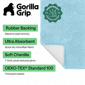 GORILLA GRIP thick soft chenille rug enhances foot comfort while warming cold bathroom floors.