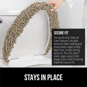 GORILLA GRIP toilet lid cover fits most round and elongated lids securely.