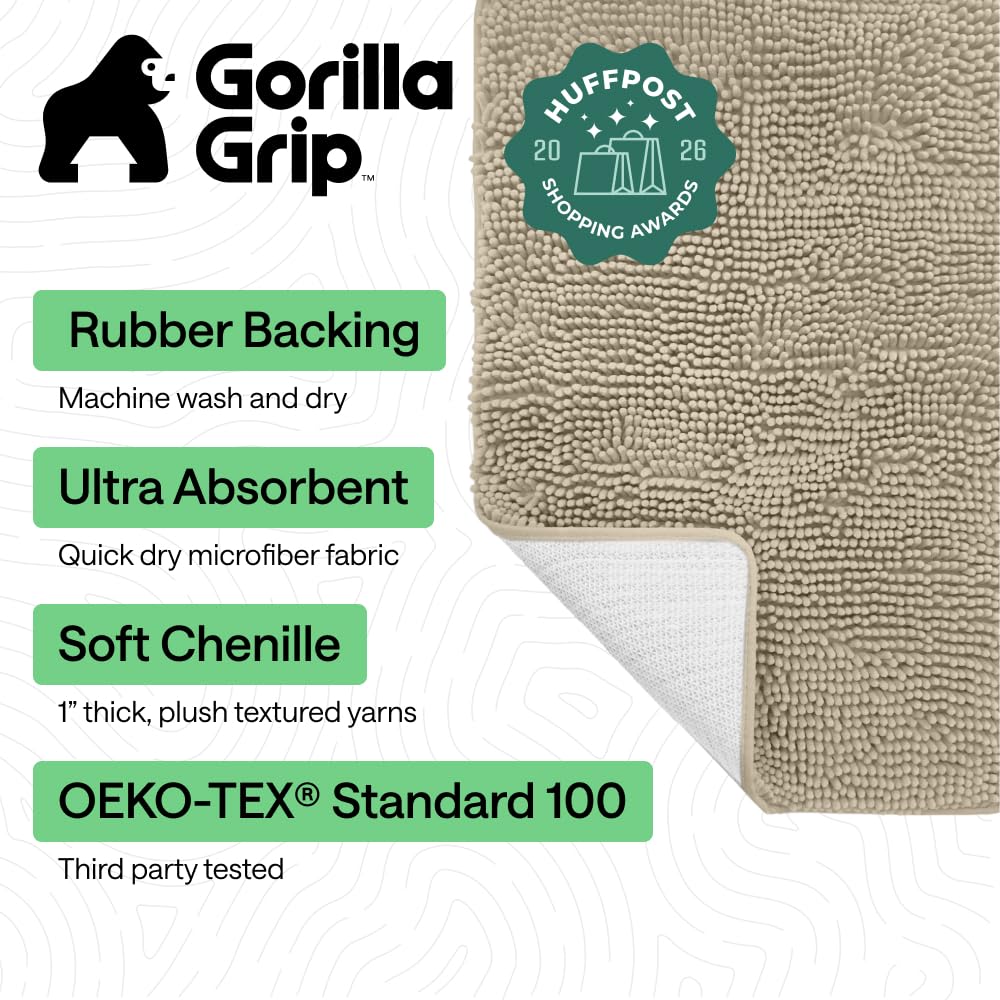 GORILLA GRIP ultra-absorbent chenille rug to keep floors dry.