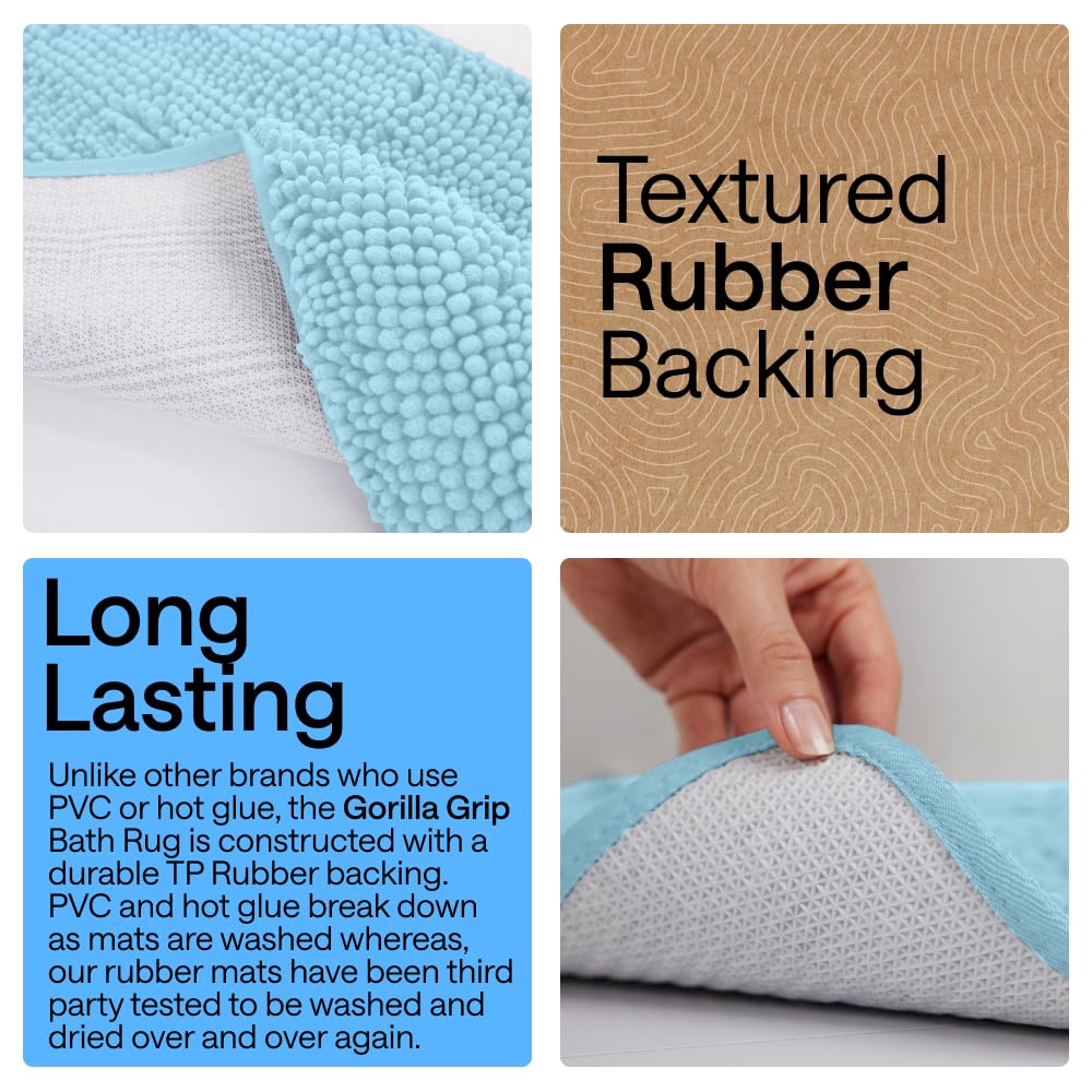 GORILLA GRIP ultra-absorbent microfiber mat helps keep floors clean after showers.