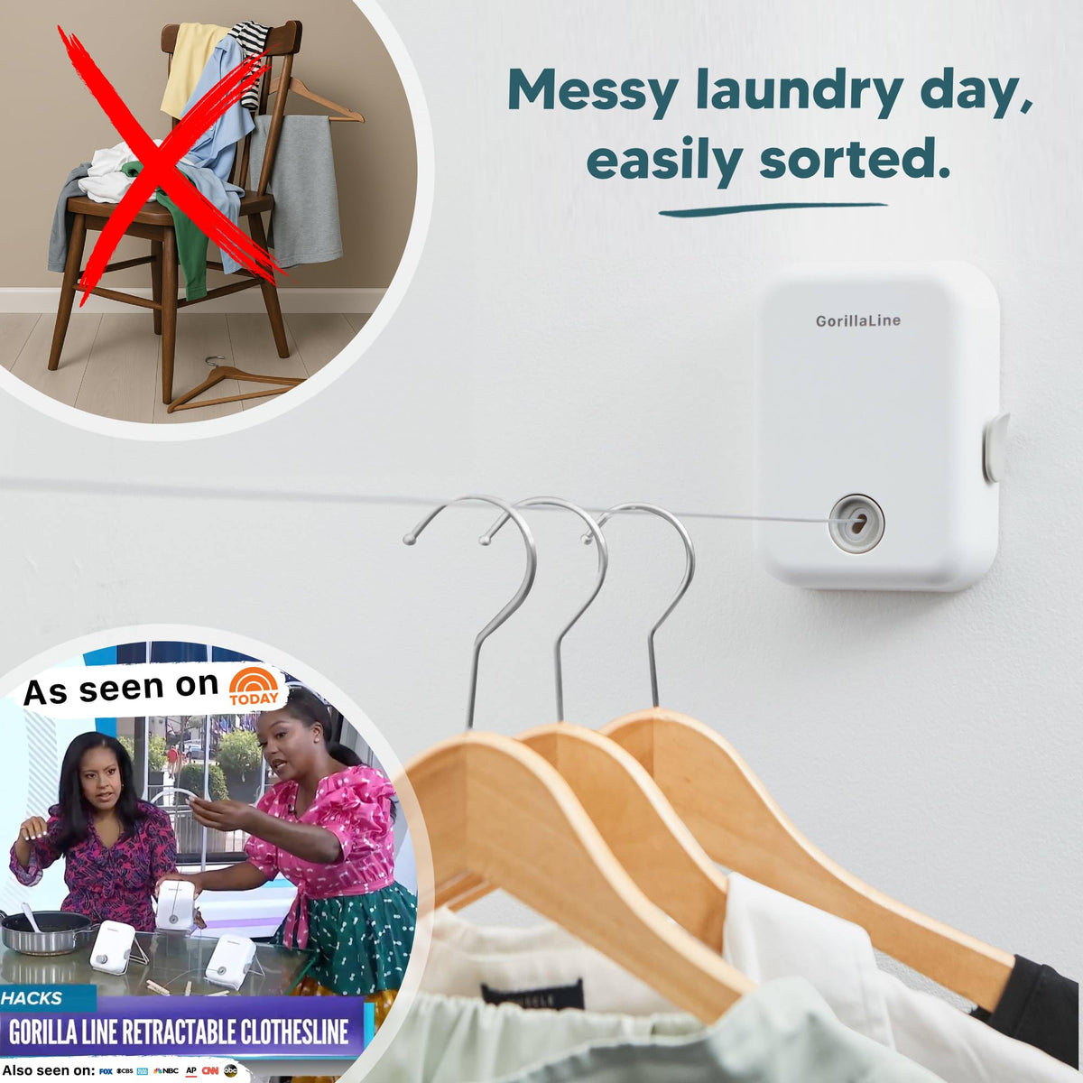 Extended 14.1 ft drying line for towels and linens