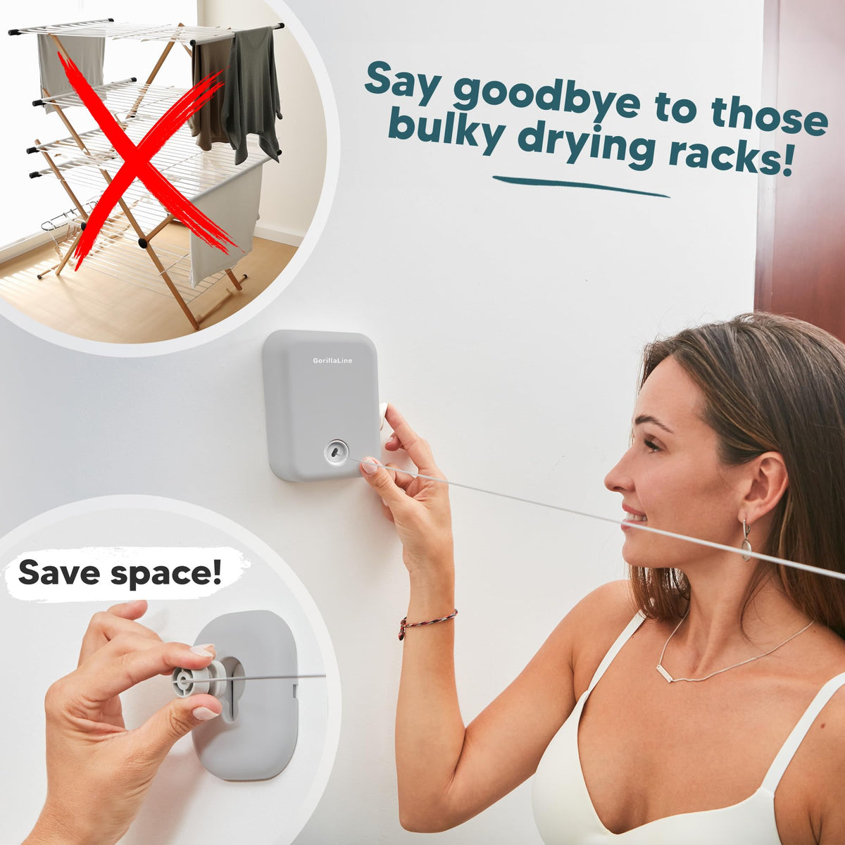 GorillaLine energy-efficient air drying reduces electricity use while protecting fabrics.