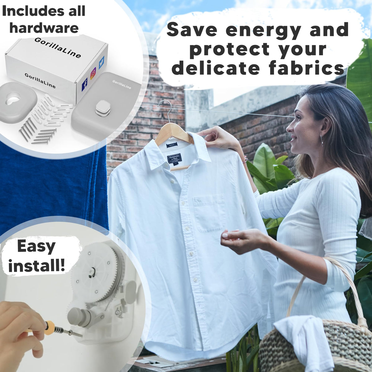 GorillaLine indoor-outdoor versatility suits RVs, patios, and laundry areas.