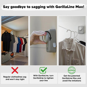GorillaLine Max non-sagging with GorillaGrip for secure drying.