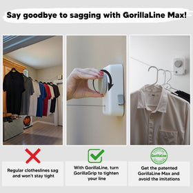 GorillaLine Max sixteen-point-four-feet extension reaches distant drying spots.