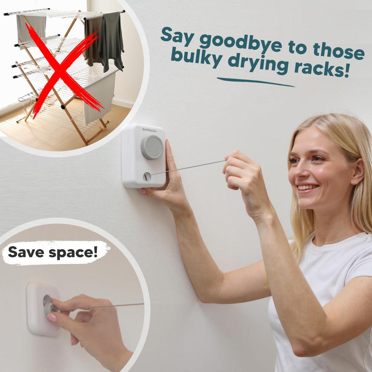 GorillaLine Max space-saving design hides away when not in use.