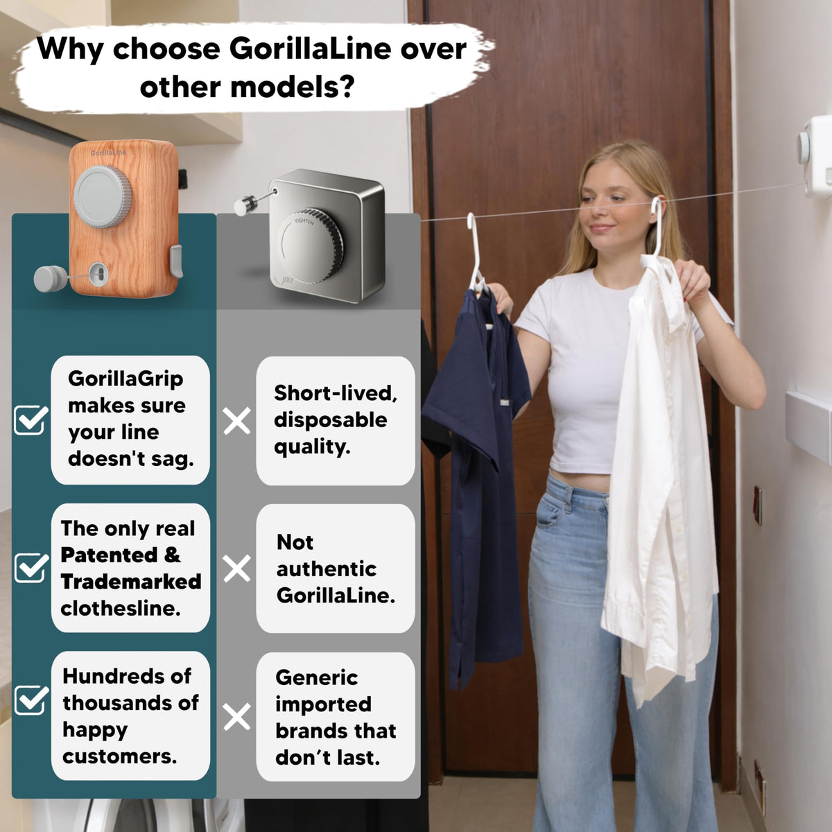 GorillaLine Max space-saving design keeps small rooms neat and clutter-free