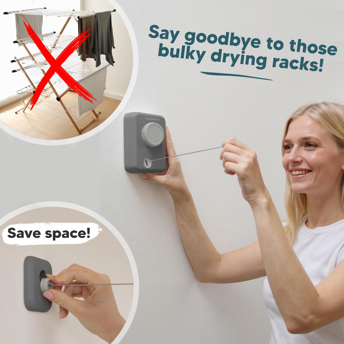 GorillaLine Max stainless steel housing complements modern laundry rooms.