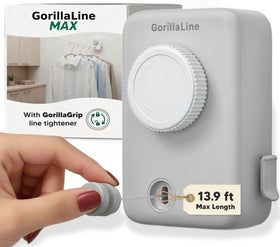 GorillaLine Max wall-mount retractable housing for compact laundry spaces.