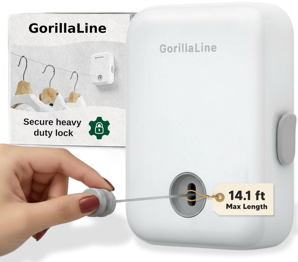GorillaLine retractable clothesline suitable for indoor and outdoor drying