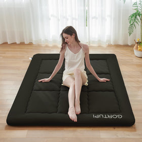 GORTUPI Japanese floor mattress in black with 3-inch foam for firm support.