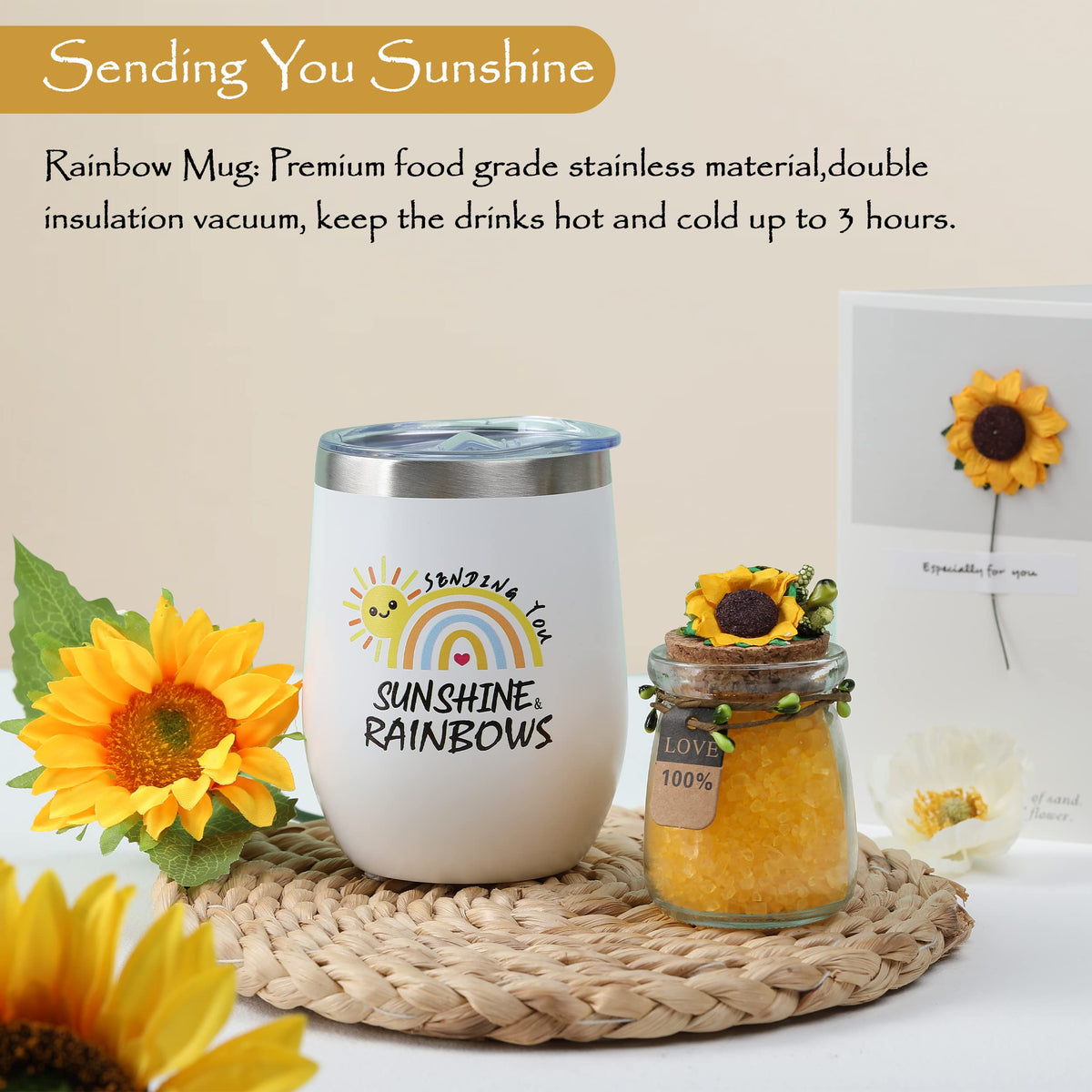 GORUTIN Sunflower Gift Box lavender soy candle creates a calm ambiance.