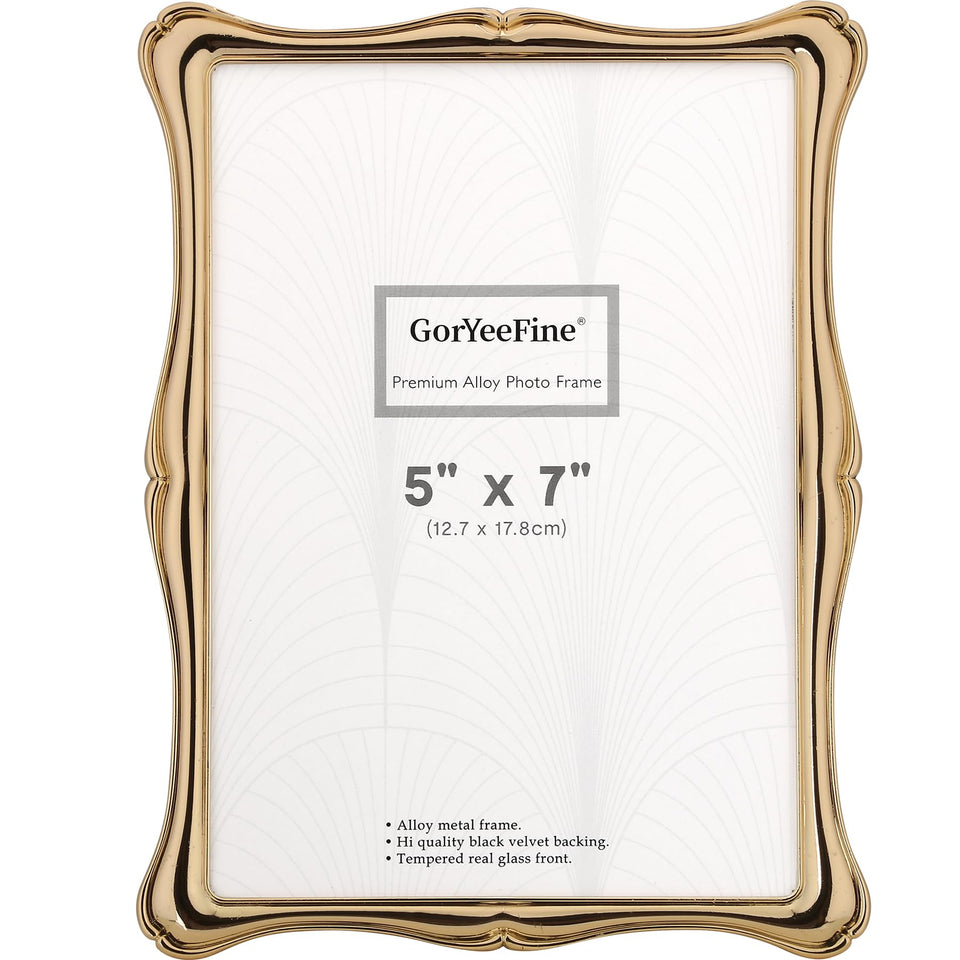 GorYeeFine 5x7 alloy gold frame front view highlights premium construction.