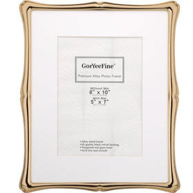 GorYeeFine gold 8x10 frame front view for elegant desktop display and protection.