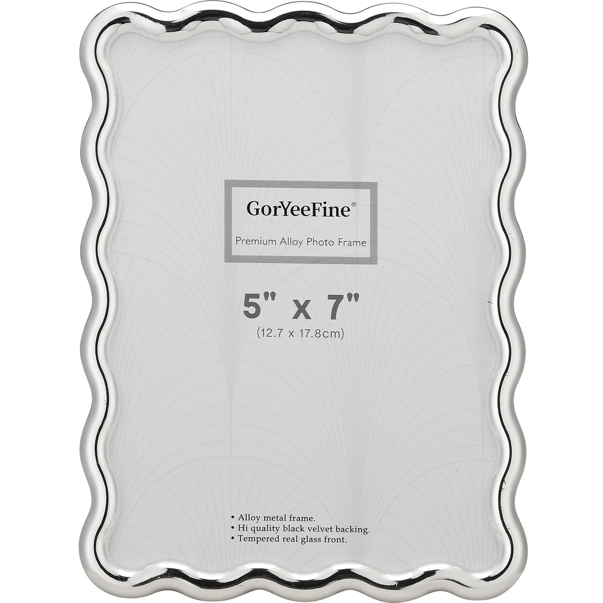 GorYeeFine silver 5x7 wave frame front displays memories with durable zinc alloy.