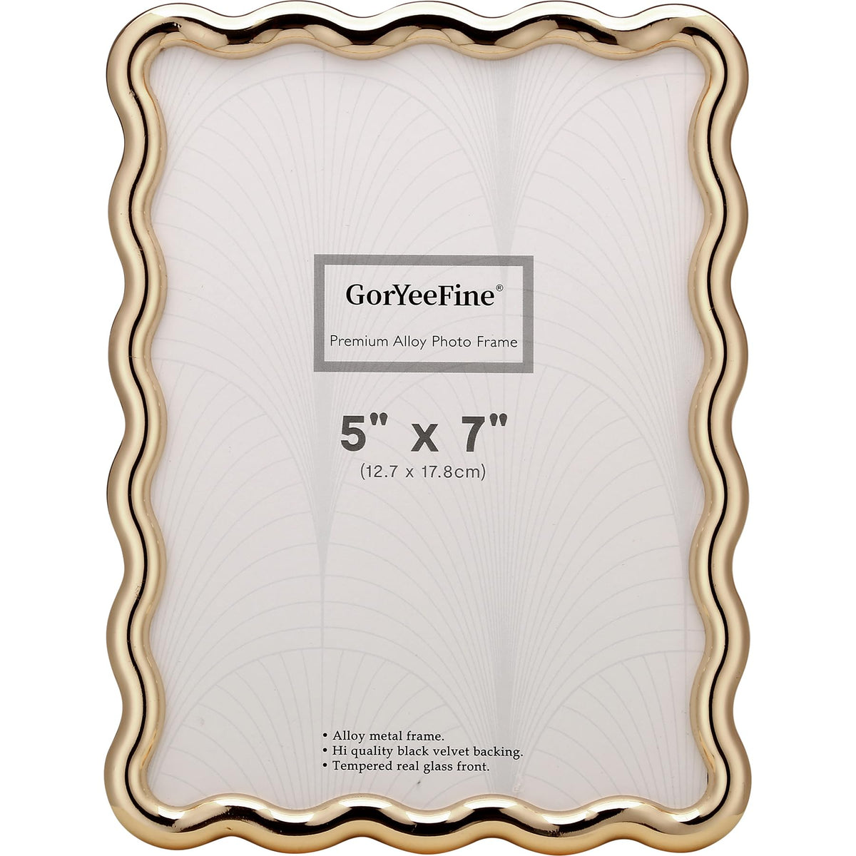 GorYeeFine wave-design gold frame front view showing contemporary style