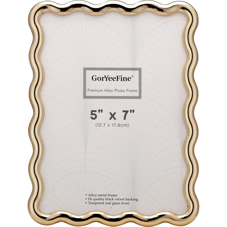 GorYeeFine wave-design gold frame front view showing contemporary style