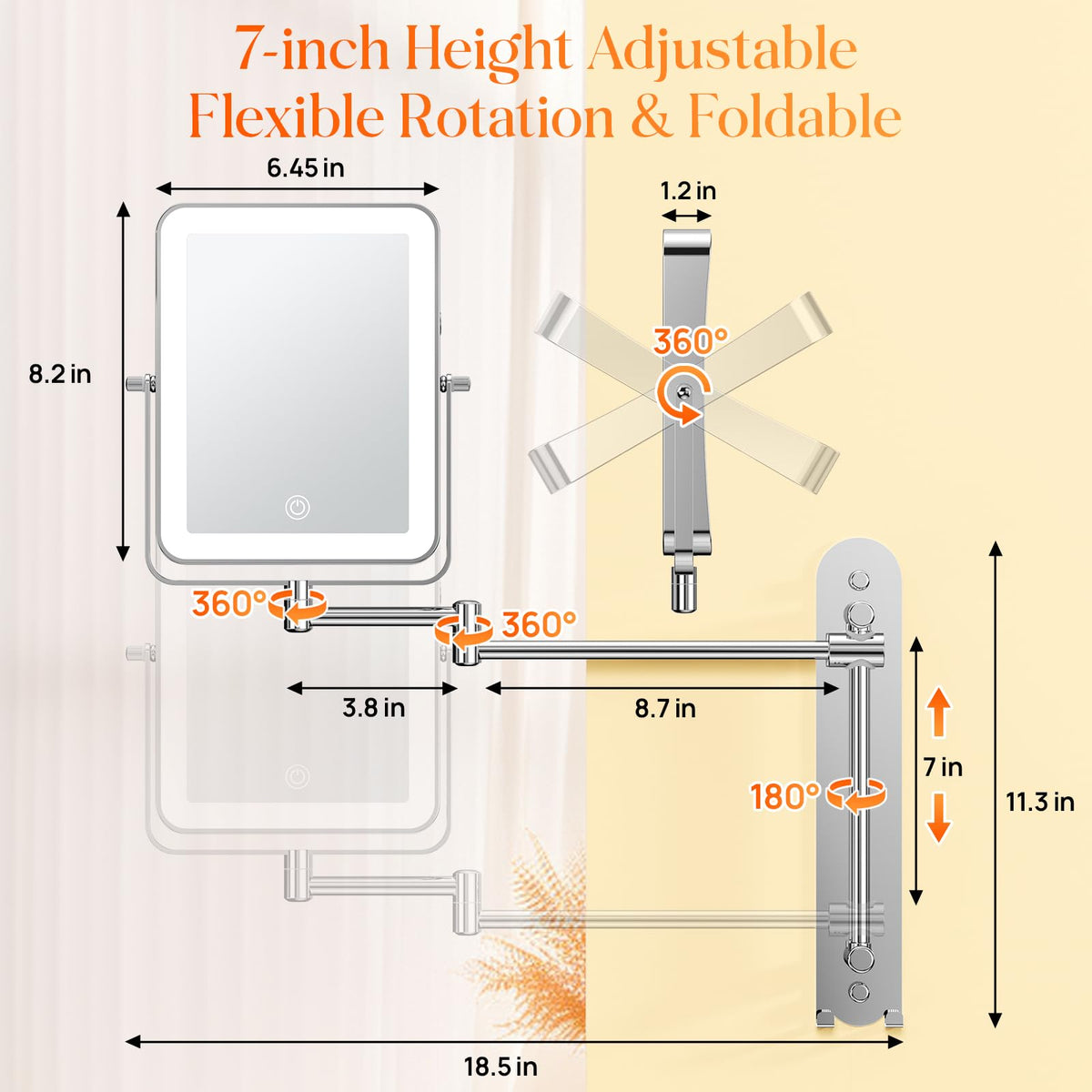 Gospire wall-mount makeup mirror featuring a double-hook design for organizing bathroom essentials