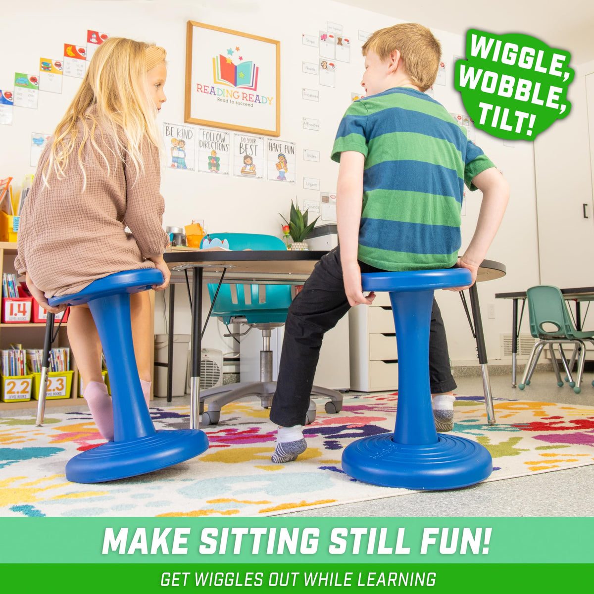GoSports 18-Inch Wobble Chair seat close-up highlighting cushioned padding for comfort