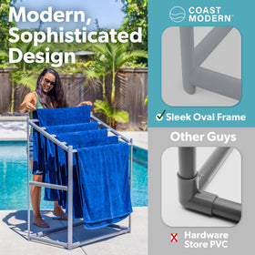 GoSports Coast Modern towel rack enhances airflow for quicker drying