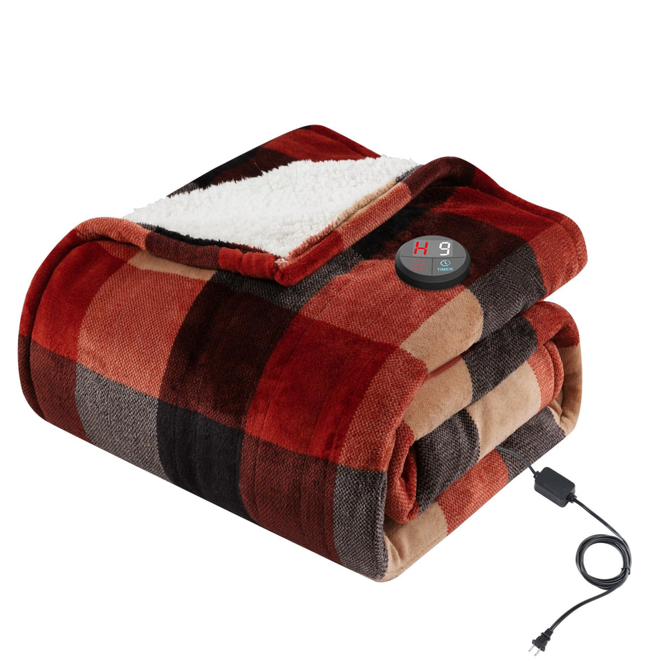 GOTCOZY heated blanket with built-in remote for easy warmth control on the sofa