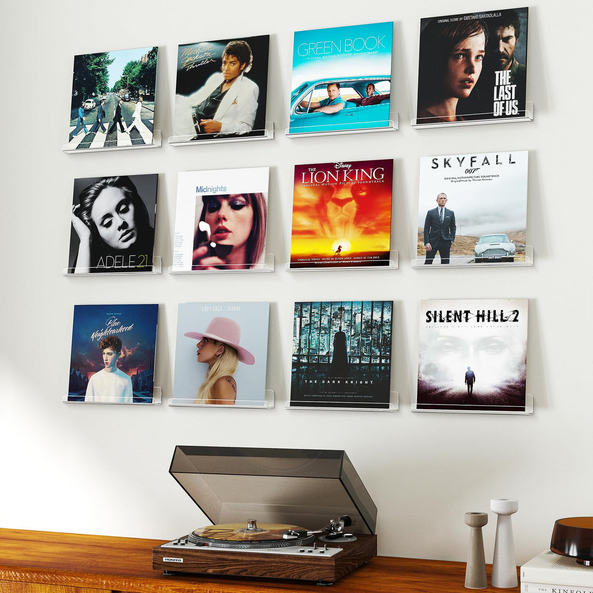 Gotega versatile shelf supports books, frames, and collectibles while remaining nearly invisible.