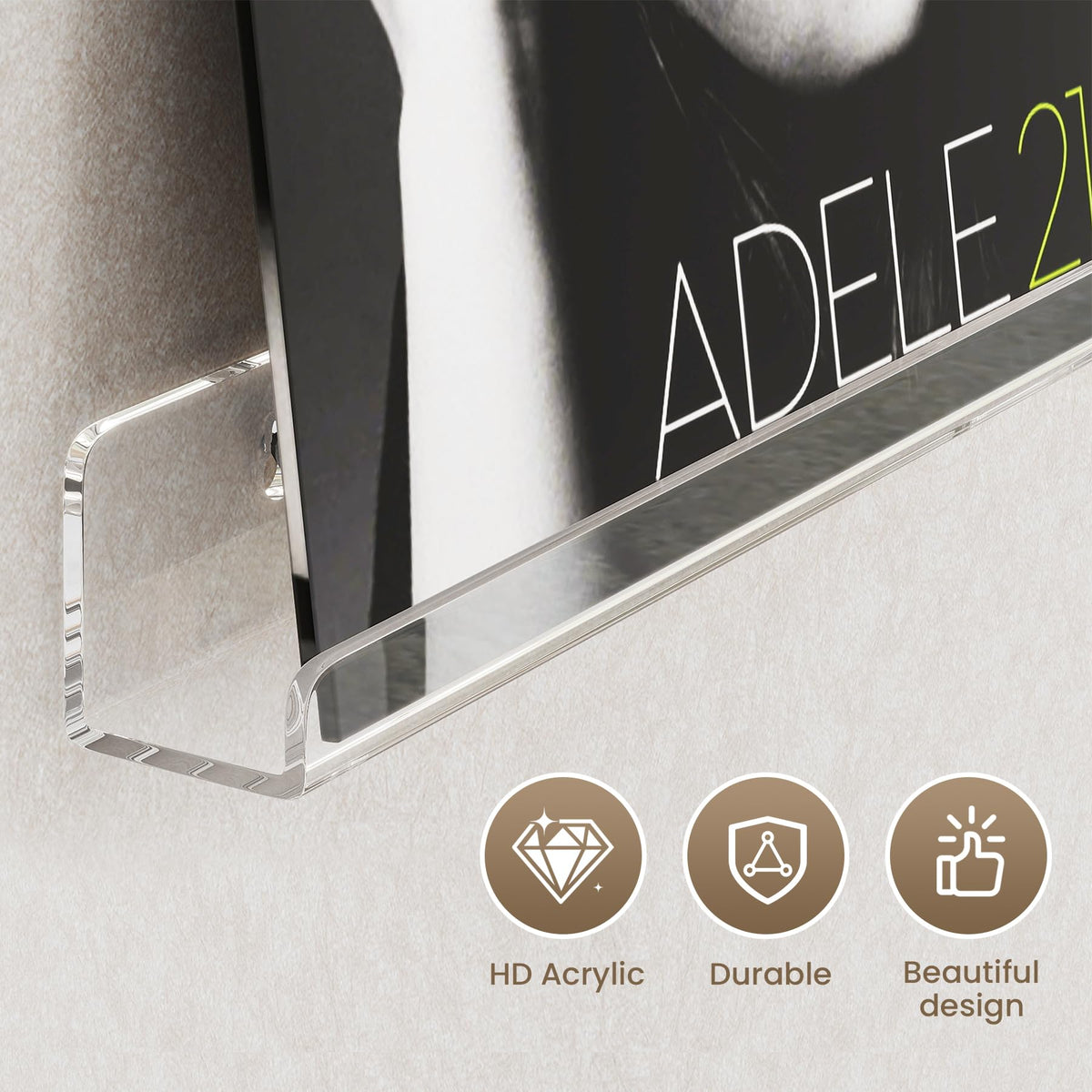 Gotega vinyl display shelf highlights 12-pack layout for organized music collections.