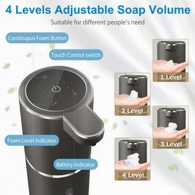 Gotofine dispenser with USB charging port visible, emphasizing long battery life and low maintenance.