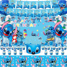 GOTOFUN blue stitch backdrop for cute party photos and stage decor