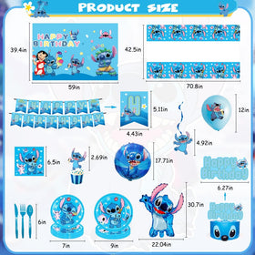GOTOFUN blue tablecloth coordinates with Stitch theme for cohesive tables