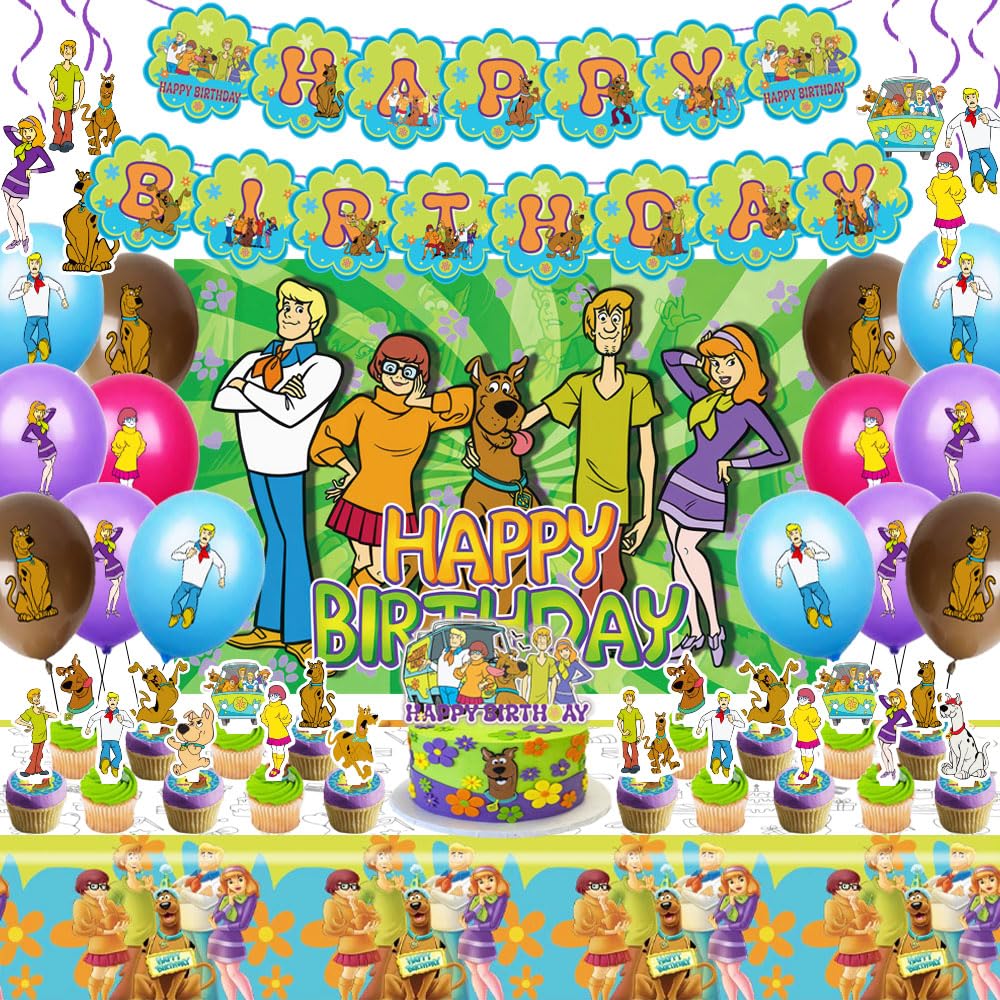 GOTOFUN dog birthday backdrop for Scooby-Doo party photos