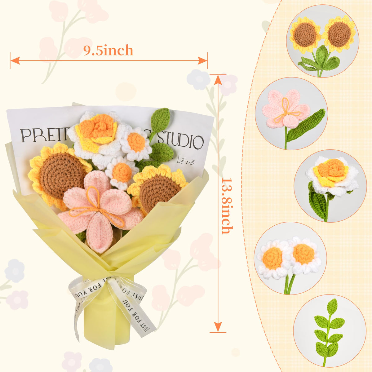 Gouraml bouquet held in hand shows size and gifting potential.