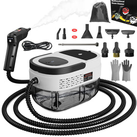 Goyappin handheld steam cleaner close-up nozzle showing powerful steam for deep cleaning.