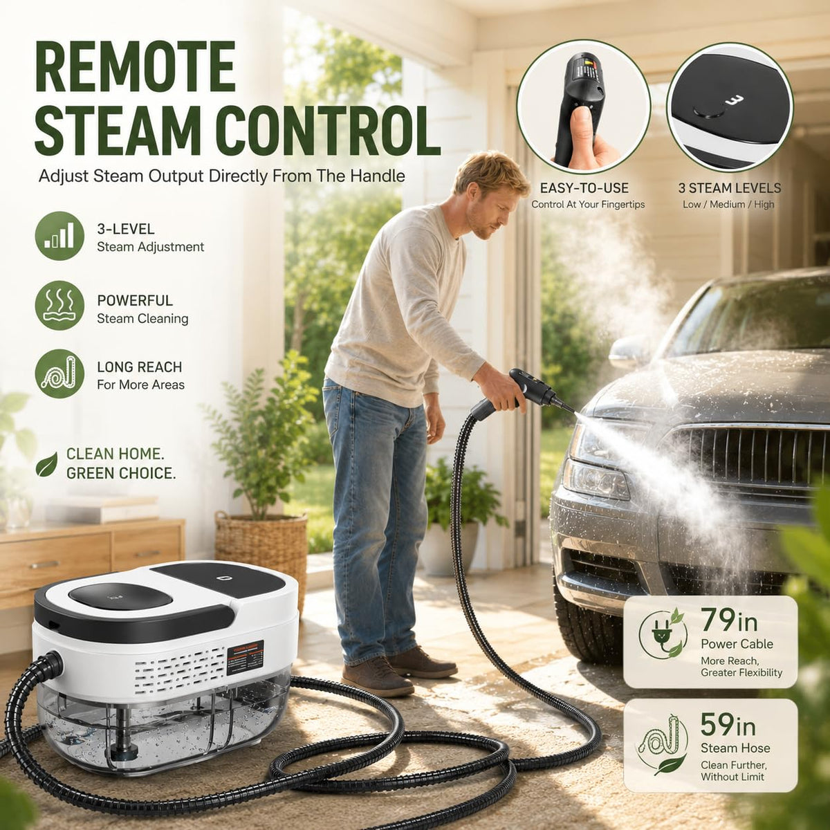 Goyappin steam cleaner used for car detailing with high-pressure output.